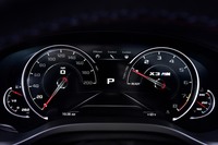 専用デザインのメーターパネル。エンジン回転計（写真右）は9時の位置を起点に上昇する。
