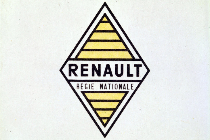1945年当時の、ルノー公団のロゴ。ルノーは1945年から実に45年にわたり国営企業であり続けた。