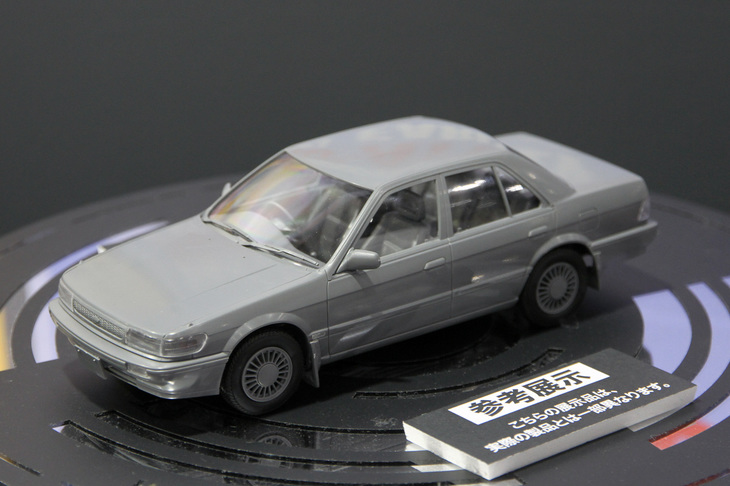 展示は試作品だったが、ハセガワの新作となる1/24「日産ブルーバードSSSアテーサ リミテッド」。1987年に登場した8代目ブルーバード（U12）の、アテーサことセンターデフ式のフルタイム4WDシステムを搭載したセダンのトップグレード。国内ラリーで活躍したラリー仕様なども、いずれリリースされることだろう。2019年12月発売予定で価格は3200円。