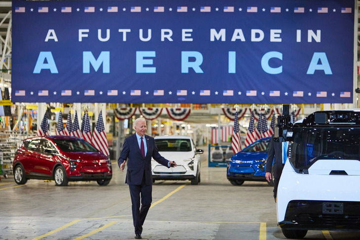 2021年11月に全面改修を終えた米ミシガン州デトロイトのハムトラミック工場「ファクトリー・ゼロ」。オープニングセレモニーにはジョー・バイデン大統領が参列した。