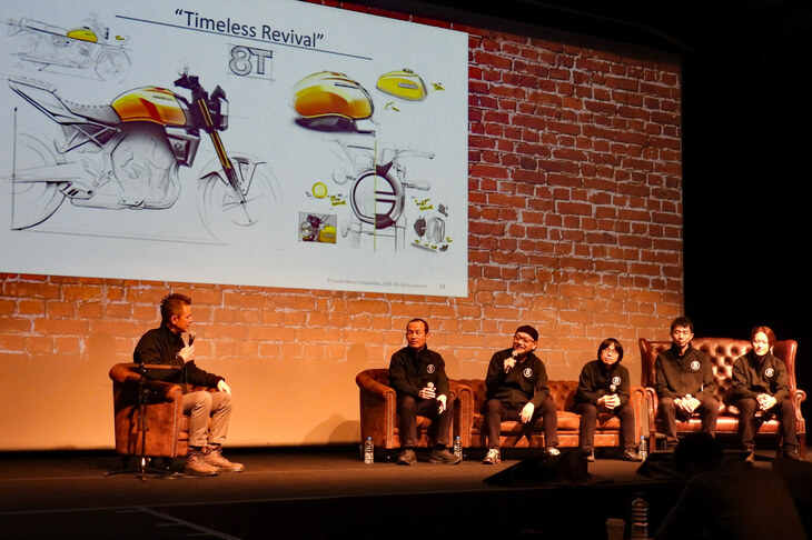 発表会では、「スズキGSX-8T／GSX-8TT」の開発者らによるトークショーも開催。同車のデザインは、スズキイタリアのデザインセンターの手になるものだ。