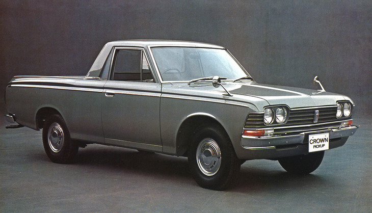 「トヨペット・クラウン ピックアップ」。初代から1967年に登場した3代目（写真）までラインナップされたモデルで、このシングルピックアップのほかにリアシートを持つダブルピックアップも存在した。