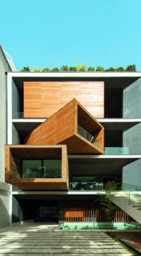 回転する部屋を持つ、“The Rotating House”こと「Sharifi-ha House」。（写真をクリックすると、部屋の回転アクションが見られます）