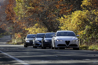 4WDの「ジュリア ヴェローチェ」。こちらは「アウディA4クワトロ」「メルセデス・ベンツC200 4MATIC」、さらにブランニューモデルの「フォルクスワーゲン・アルテオン4MOTION」と比較。（photo：北畠主税）