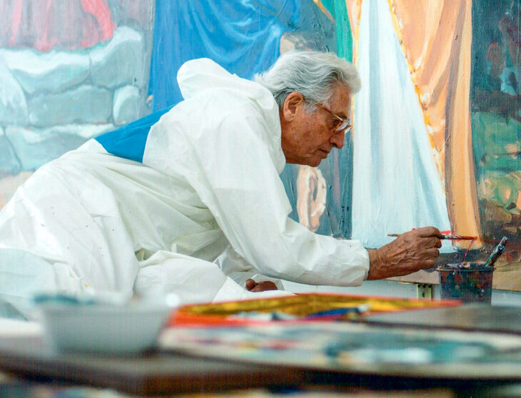 かつて筆者に「少年時代に父を手伝い、高さ30mの天井に天使像を描いたときのこと。地上に降りると、まったく違う印象になっていました」と、落胆の体験を語ってくれたことがあった。（Photo：Giorgetto Giugiaro Archive）