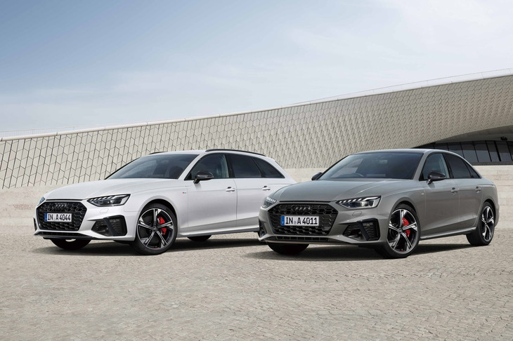「アウディA4アバント ブラックスタイルプラス」（写真左）と「A4ブラックスタイルプラス」（同右）。