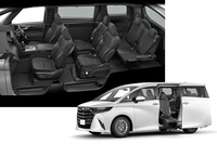 現状における標準車のラインナップは、プレミアムナッパレザーや合成皮革のシートを備えた上級仕様ばかりだが、「アルファード」の福祉車両はファブリックと合成皮革のコンビシートを備えた「G」グレードとなっている。
