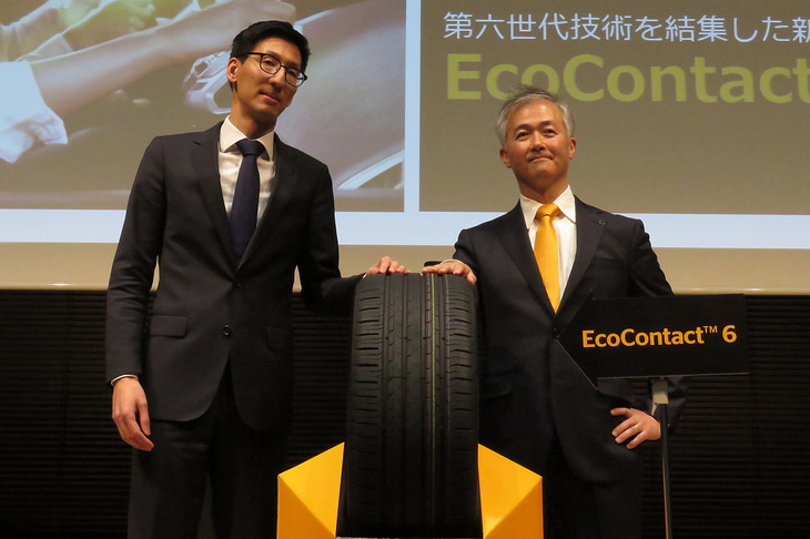 コンチネンタルタイヤ・ジャパンのグレゴリー・メイ社長（左）と、技術サービス＆トレーニング・マネジャーの小川直人氏。
