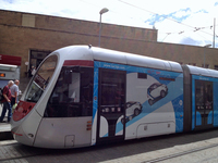 近年「CAR2GO」は、イタリア各都市でサービス開始にあわせて大規模なキャンペーンを展開してきた。これは2016年8月フィレンツェ市電に施されたラッピング広告。