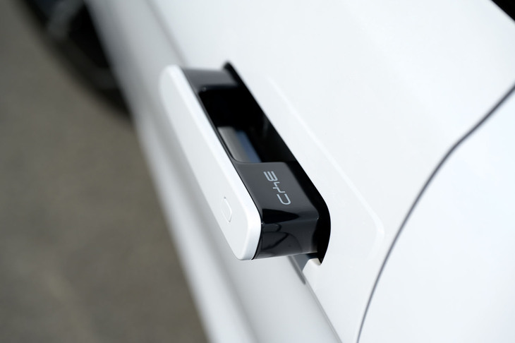 ドアハンドルは必要なときだけ飛び出すタイプ。普段は見えない黒い部分に「BYD」ロゴが隠れている。