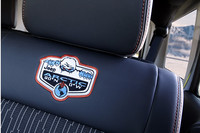 専用シートの背もたれには、ごらんの刺しゅうが入れられる。