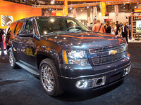 プラットフォームを一新し、ハンドリングが格段にアップした「シボレー・タホ」。当然ショーカーはメーカーオプションのエアロ、ホイールなどをフル装備する。