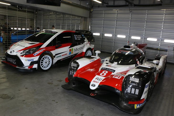 モータースポーツ活動に力を入れるトヨタのTOYOTA GAZOO Racingは、ルマン24時間レースなどで知られる世界耐久選手権（WEC）の参戦マシン「トヨタTS050ハイブリッド」と、世界ラリー選手権（WRC）で戦う「トヨタ・ヤリスWRC」を展示。このほかにも、別会場にて「GR」モデルの試乗会も実施していた。