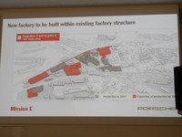 ドイツ・シュトゥットガルトのツッフェンハウゼン地区の地図。グレーの部分が既存のポルシェの施設で、赤い部分が新設予定の工場群。