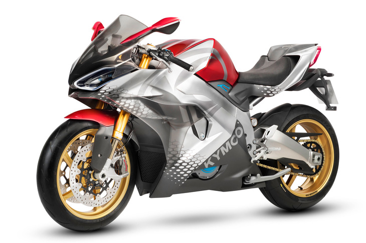 キムコが2018年のEICMAで発表した「SUPER NEX」。6段トランスミッションを搭載した電動のスーパーバイクで、0-100km/h加速は2.9秒とアナウンスされている。