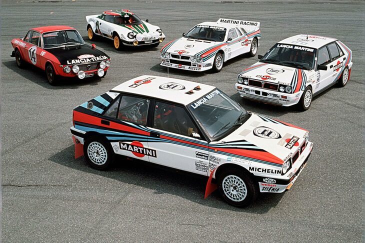 ランチアの歴代ラリーカー。日本のクルマ好きの間では、ランチアといえばやはりWRCでの活躍が真っ先に思い浮かぶことだろう。