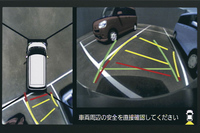 車両を上方から見たような映像を示すことで駐車をサポートする「パノラマモニター」の画面。