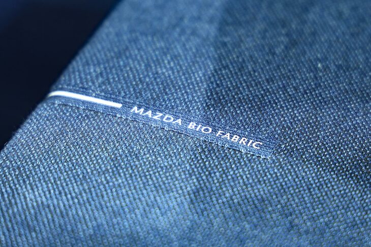 最近では環境意識の高まりもあり、クルマの内外装でもさまざまな価値の提案、新素材の採用が模索されている。写真はジャパンモビリティショー2023で発表されたコンセプトカー「マツダ・アイコニックSP」のシート表皮。