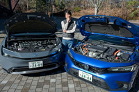 エンジンルームの間からコンニチワ！ 今回の勝負、清水草一は「シビックe：HEV」に軍配を上げます！