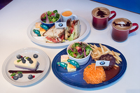 写真右手前が「アクティブ・キッズ・プレート」（1000円）。左上が「アクティブ・ツアラー・プレート」（1200円）。