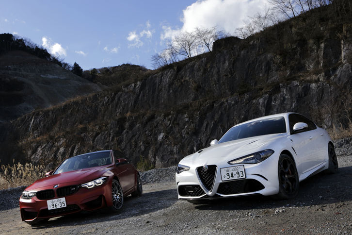 1000万円超のDセグ・ハイパフォーマンスセダン市場を騒がせる「ジュリア クアドリフォリオ」（写真右）。その挑戦を、長い歴史を持つ「BMW M3」（同左）が受けて立ちます。（photo：北畠主税）