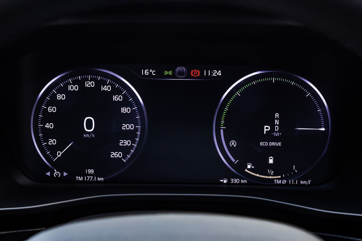 4つのモードから表示を選択できる12.3インチのフル液晶メーターパネル。写真は「ECO DRIVE」モードを選択した様子。