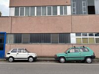 写真の「フィアット126」（左）と「フィアット・パンダ」（右）はガソリン仕様であるが、ユーロ排出ガス規制の段階が古いため、多くの都市中心部で運行が禁止されている。