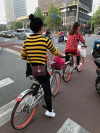 北京における民間のシェアリング自転車。2018年4月撮影。