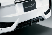 リアまわりでは、専用リアロワディフューザーや専用リアエンブレム（ダーククロームメッキ）などを採用している。