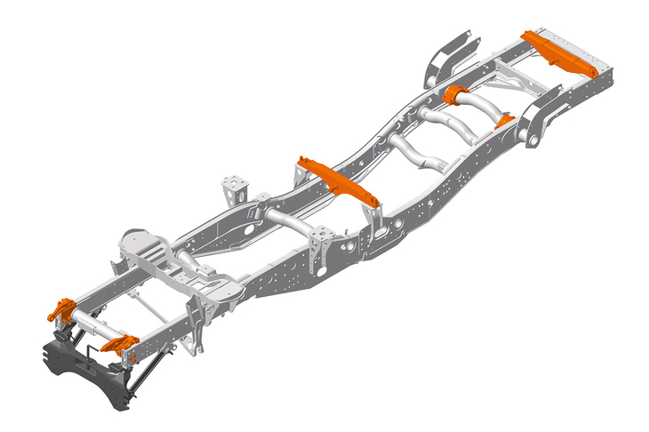 メルセデス・ベンツの多目的作業車「ウニモグ」に使用されるラダーフレーム。