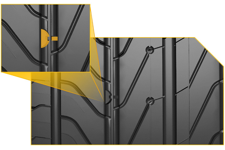 縦溝を空気が通ることで発生する音を低減する、「ノイズブレーカー」のイラスト。