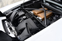 最高出力が610psから640psへ高められた5.2リッターV10自然吸気エンジン。ランボルギーニのスペシャルモデルの伝統を受け継ぎ、ヘッドカバーの色がブロンズとされる。