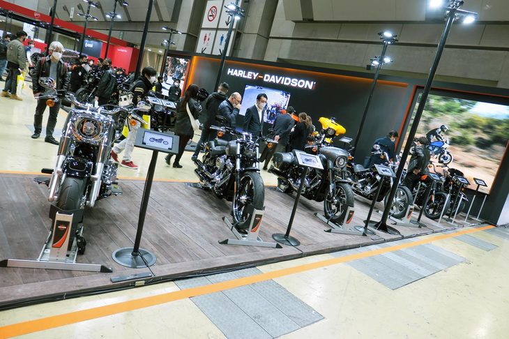 ハーレーダビッドソンの出展ブースの様子。