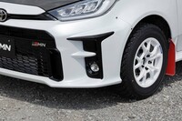 試乗用の「GRMNヤリス“ラリーパッケージ”」では、15インチホイールにダンロップのオフロードタイヤ「ディレッツァ88R」が組み合わされていた。