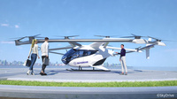 SkyDriveとの協業で開発を進めている「空飛ぶクルマ」。スズキグループの静岡県内の工場にて、2024年春ごろからの製造開始を目指している。