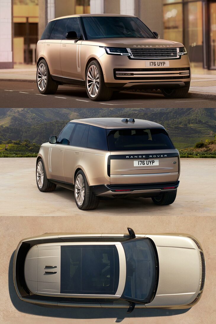 いっぽう、通常のカーデザインでは、フロントがワイドで、後ろに行くにつれて左右を絞り込んでいき、リアで収束させる造形が基本となる。四角く見えるクルマでも、意外とリアまわりなどは丸いのだ。写真は「レンジローバー」。