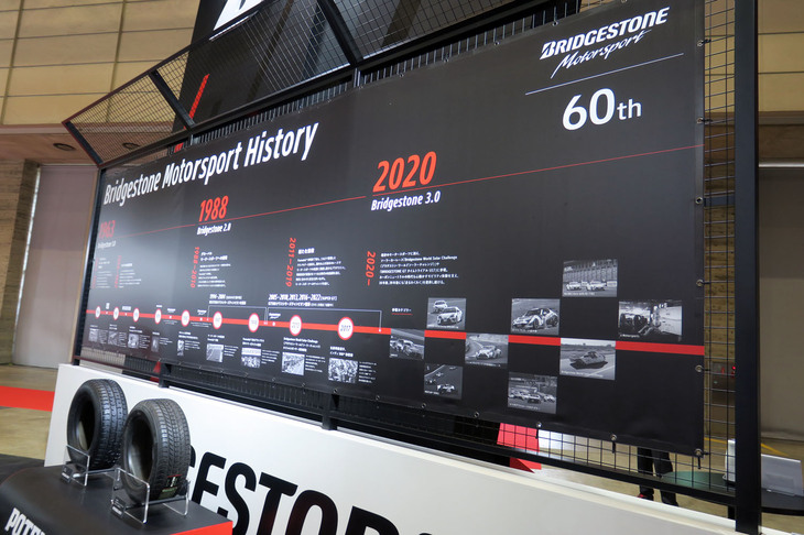 ポテンザブランドの歴史を振り返る展示のコーナー。