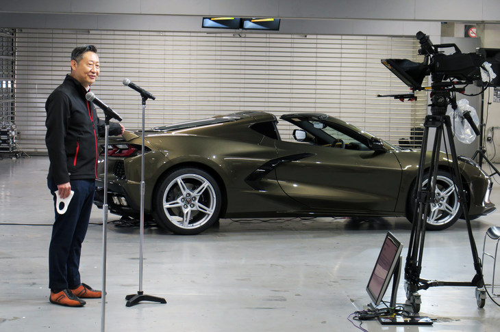今回の披露会は、新型「コルベット」の顧客向けオンラインイベント「ALL-NEW CORVETTE PRIVATE PREVIEW」と合わせて行われた。