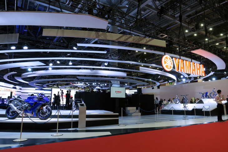 東京モーターショー2019におけるヤマハの出展ブースの様子。