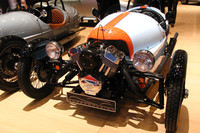 ルマン参戦車両にあやかって、伝統のガルフカラーをまとう「モーガン3ホイラー」の特別仕様車「ガルフエディション」。