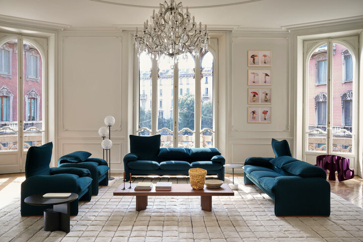 ランチアは新型イプシロンの室内デザイン開発にあたり、イタリアの家にインスパイアされたと説明する。参考までに、今回同ブランドに協力した高級家具メーカー、カッシーナのソファ。