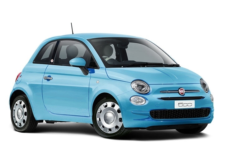「フィアット500スーパーポップ コッチネッラ」。ボディーカラーは「ブルー ヴォラーレ」。