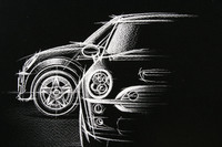 「MINI」のフロント部を表現したスケッチ。