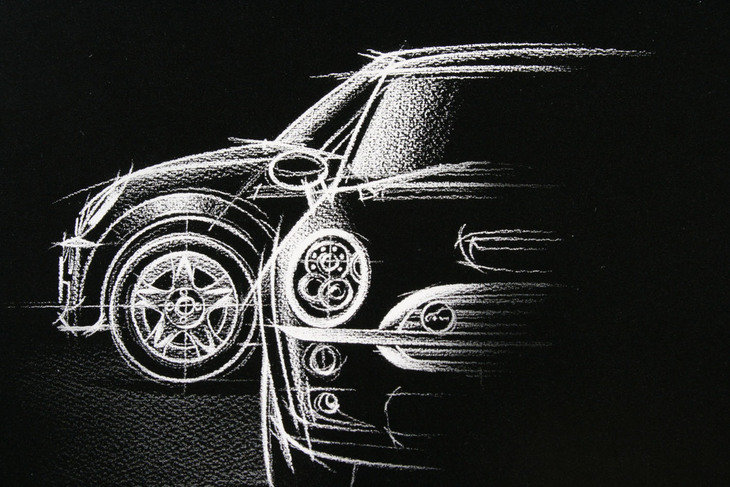 「MINI」のフロント部を表現したスケッチ。