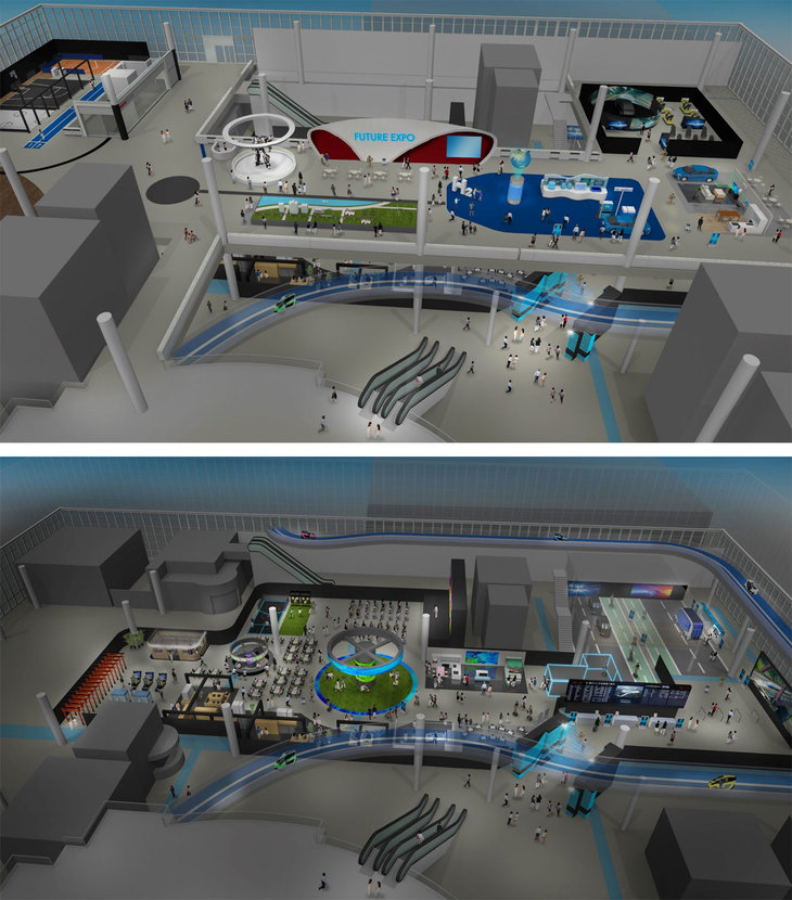 青海エリアの展示会場となるメガウェブでは、先進のテクノロジーやサービスなどを紹介する「FUTURE EXPO」が開催される。