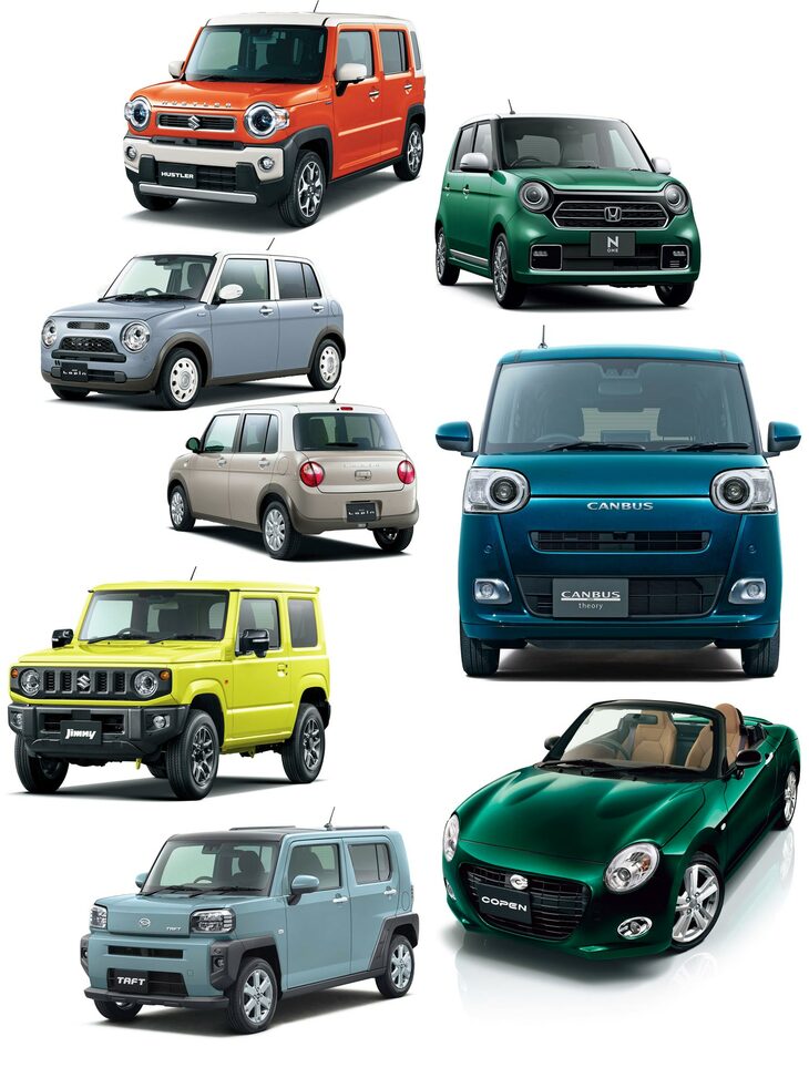 日本の軽自動車は、機能面においてもデザインにおいても、本当にバラエティーが豊富。今回大きく取り上げなかった車種を見ても、上のように個性的なモデルがワサワサしているのだ。（あのクルマがいないじゃないか！ 等のクレームは受け付けません）
