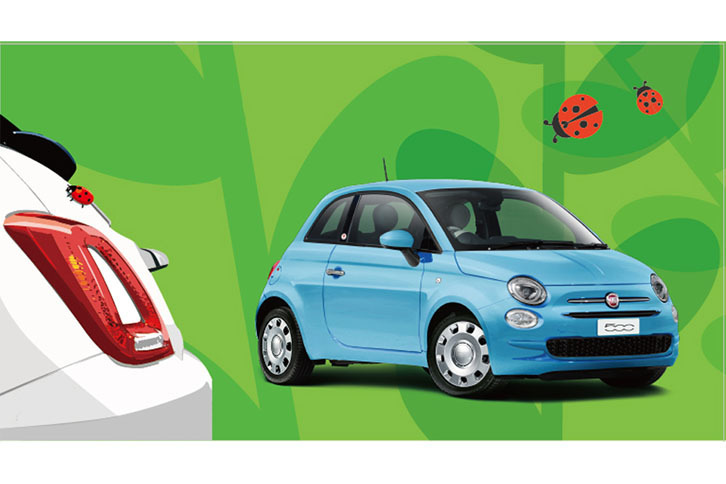 フィアット500スーパーポップ コッチネッラ（イメージイラスト）