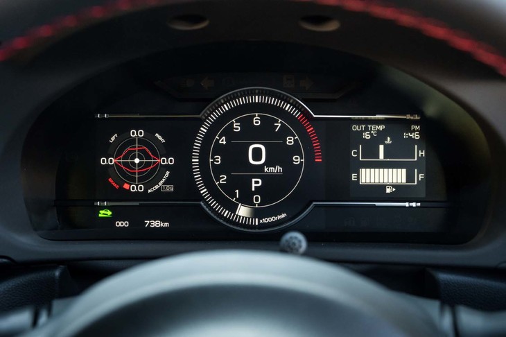 液晶式のメーターは中央＆左側のカラー液晶と、右側のモノクロ液晶の2枚を組み合わせている。