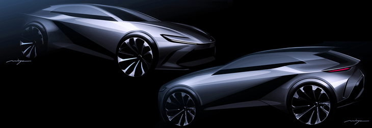 初期のものとおぼしき「クラウン スポーツ」のデザインスケッチ。市販モデルとは異なり、ショルダーラインがそのまま後ろまで通っている。