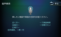 クラウドの膨大な情報を活用した音声検索も可能。目的地の検索だけではなく音楽の検索もできる。
